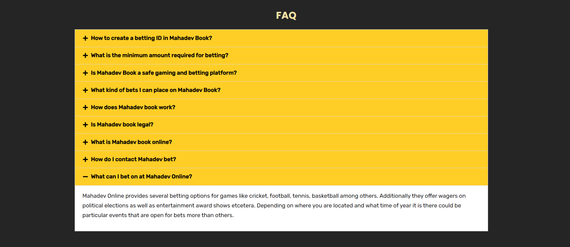 faq mahadev bookie app